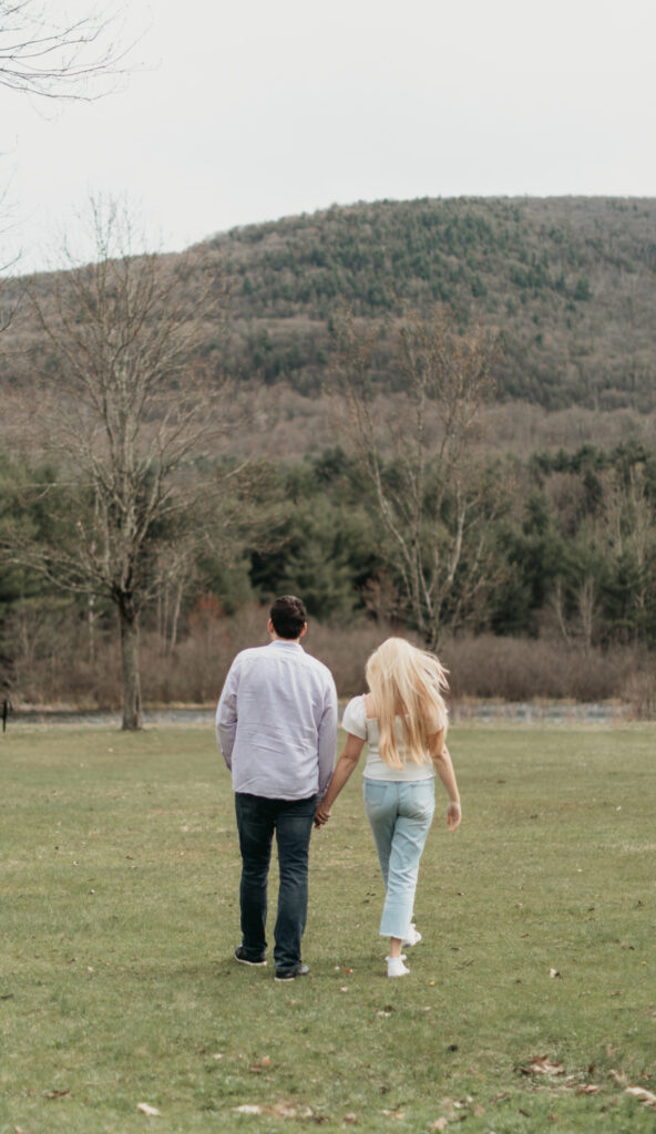 Engagement Session at Kenneth L. Wilson Campground. Woodstock, NY. couple walking away from camera. beautiful landscape