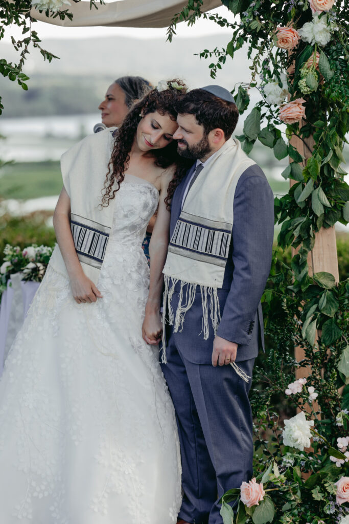 Jewish wedding ceremony at Boscobel House and Gardens Cold Spring New York Hudson Valley close up of couple during ceremony