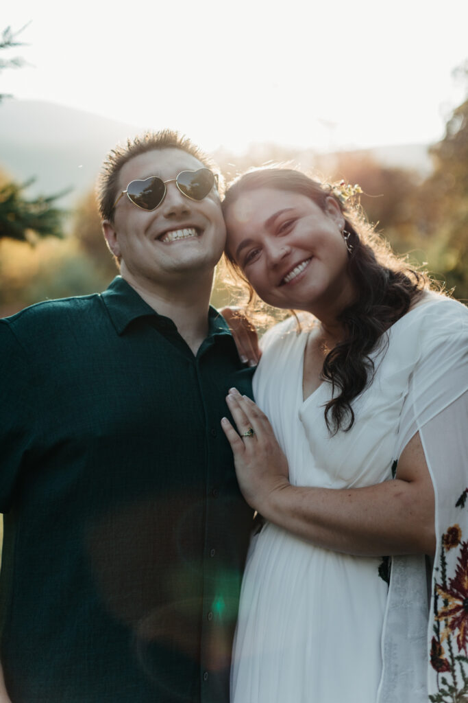 close up of groom wearing sunglasses